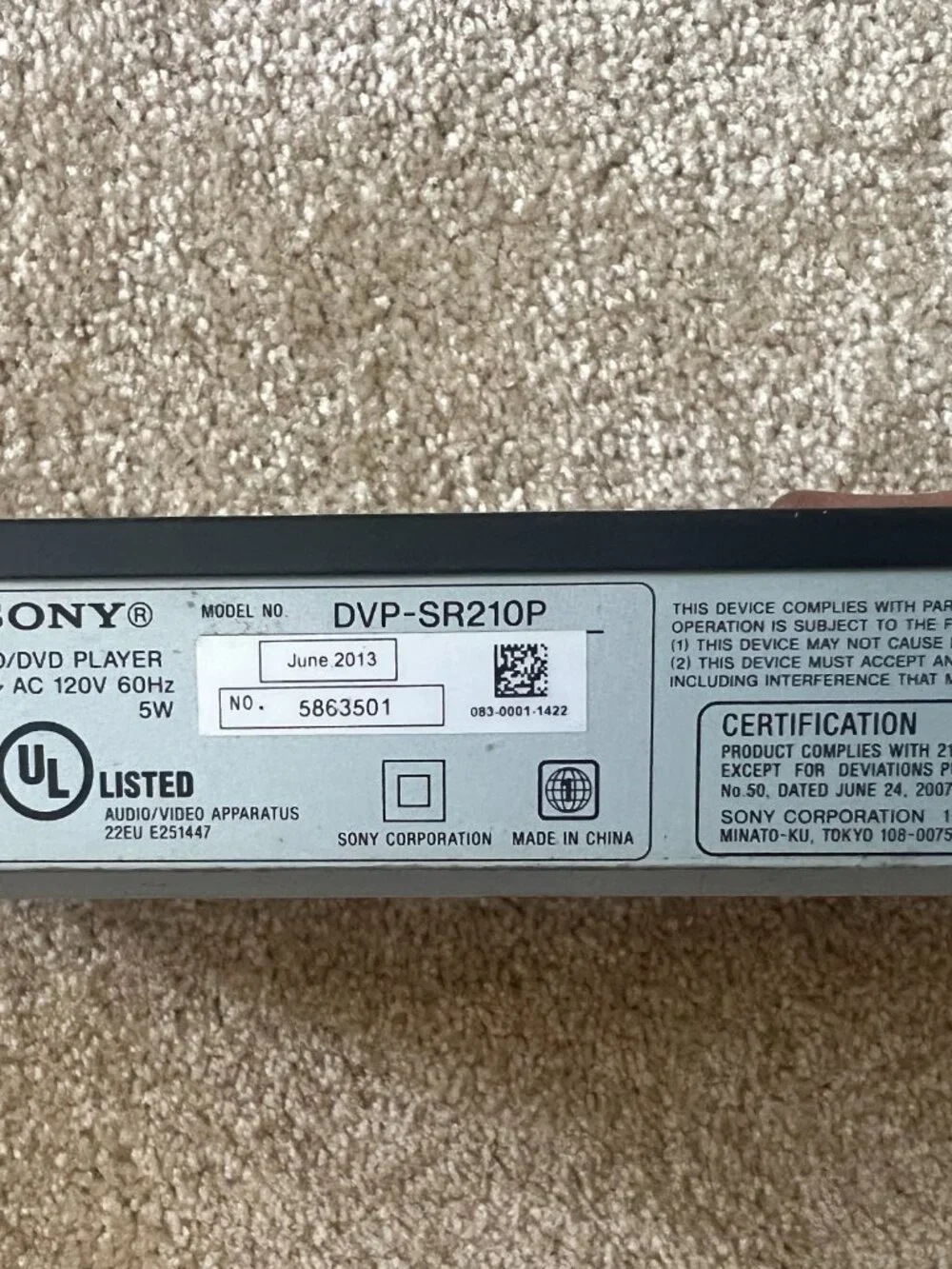 💿 Sony Ultra-Compact CD/DVD Player DVP-SR210P Black Slim Profile